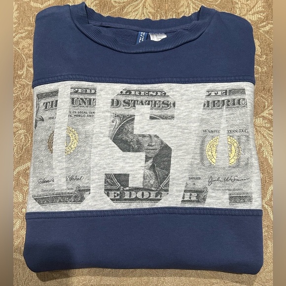 H&M Divided Blue Gray USA Graphic Crewneck Sweatshirt Pullover Size Small - Picture 5 of 6